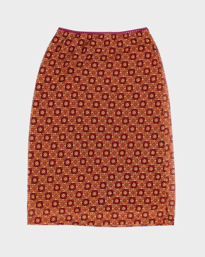 Vintage 90s Wanted Pattern Midi Skirt - S sold by Rokit