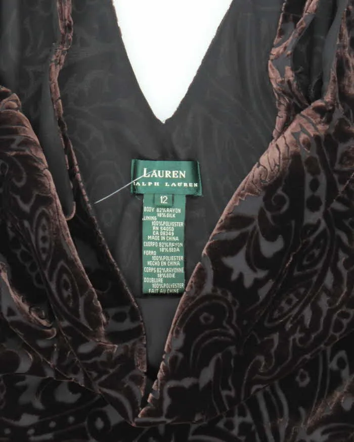 Vintage 90s Ralph Lauren Silk & Velvet Dress - L sold by Rokit product image thumbnail 4