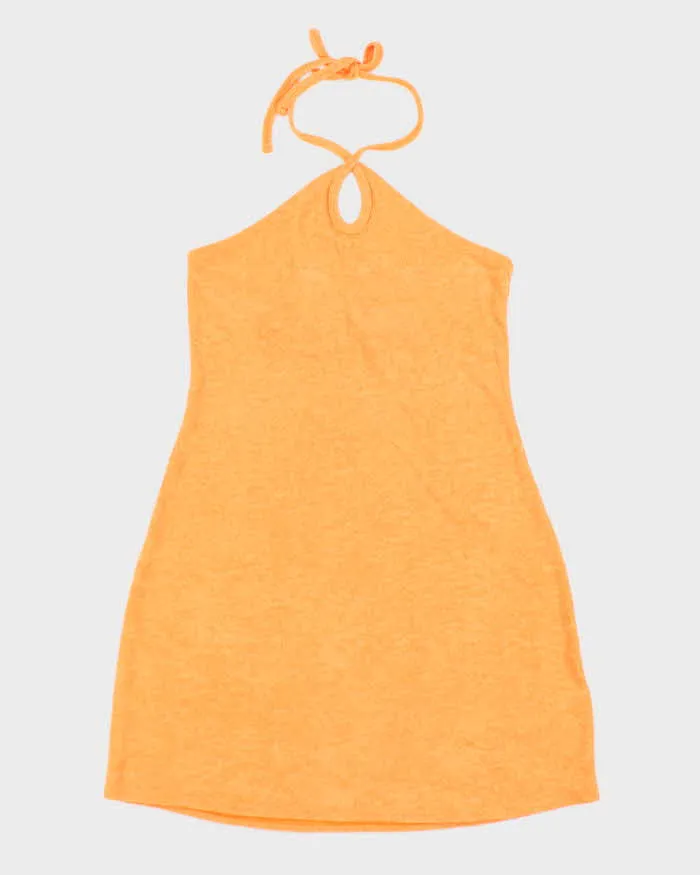 Vintage Y2k 00s Orange Towling Halter Dress - S sold by Rokit
