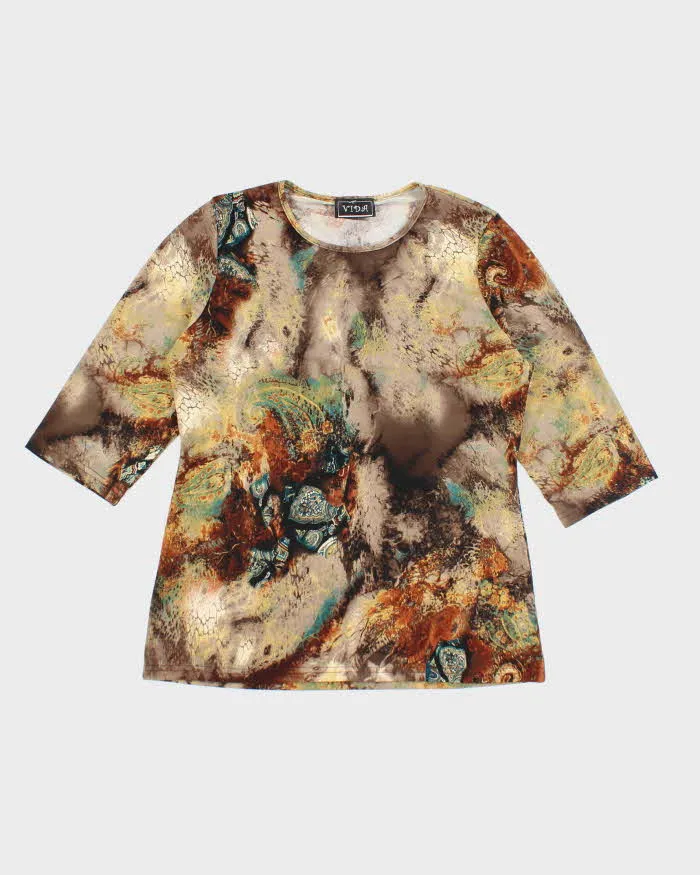Vintage 90s Vida Abstract Pattern Top - L sold by Rokit