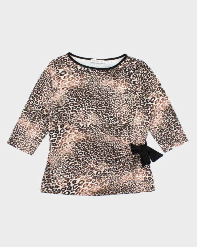 Vintage Y2k 00s Hamilton Leopard Print Bow Top - L sold by Rokit