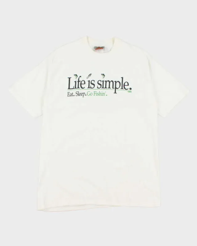 Vintage 90's Life is Simple Fishing Comedy T-Shirt - XL sold by Rokit