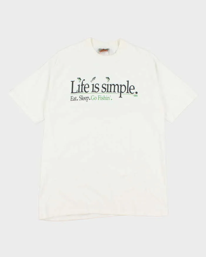 Vintage 90's Life is Simple Fishing Comedy T-Shirt - XL sold by Rokit