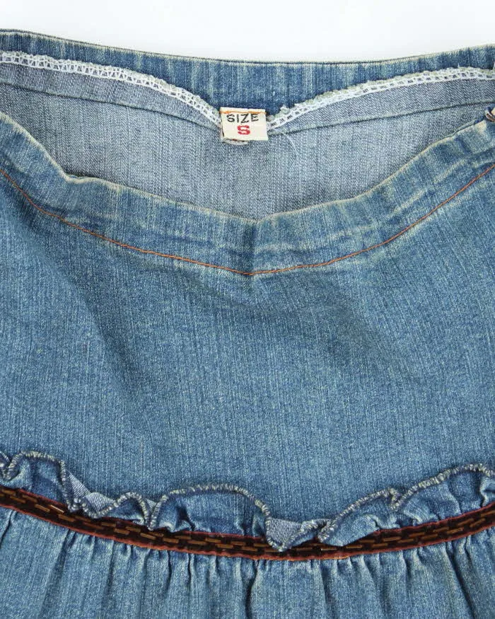 Vintage Y2k 00s Tiered Denim Beaded Skirt - XS sold by Rokit product image thumbnail 5