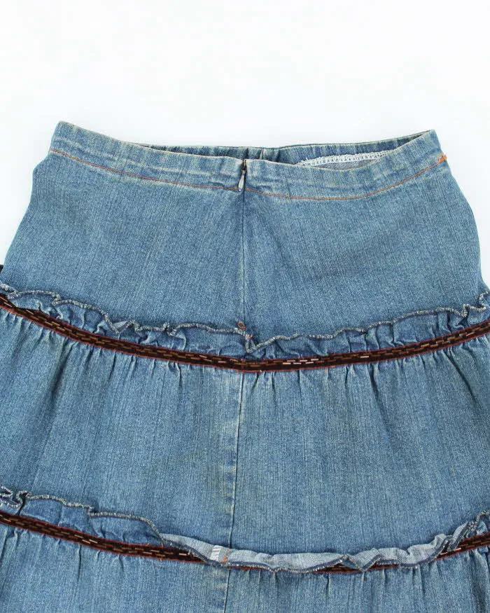 Vintage Y2k 00s Tiered Denim Beaded Skirt - XS sold by Rokit product image thumbnail 3