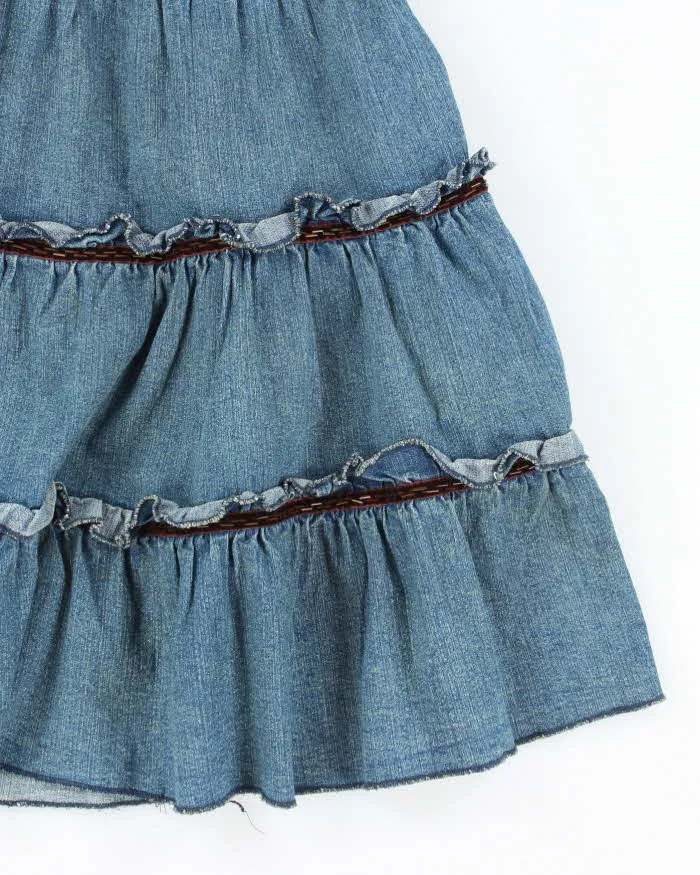 Vintage Y2k 00s Tiered Denim Beaded Skirt - XS sold by Rokit product image thumbnail 4