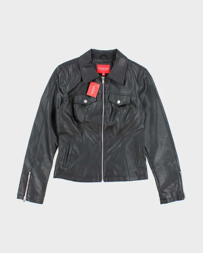 Deadstock Vintage Y2k 00s Guess Black Faux Leather Jacket - M sold by Rokit