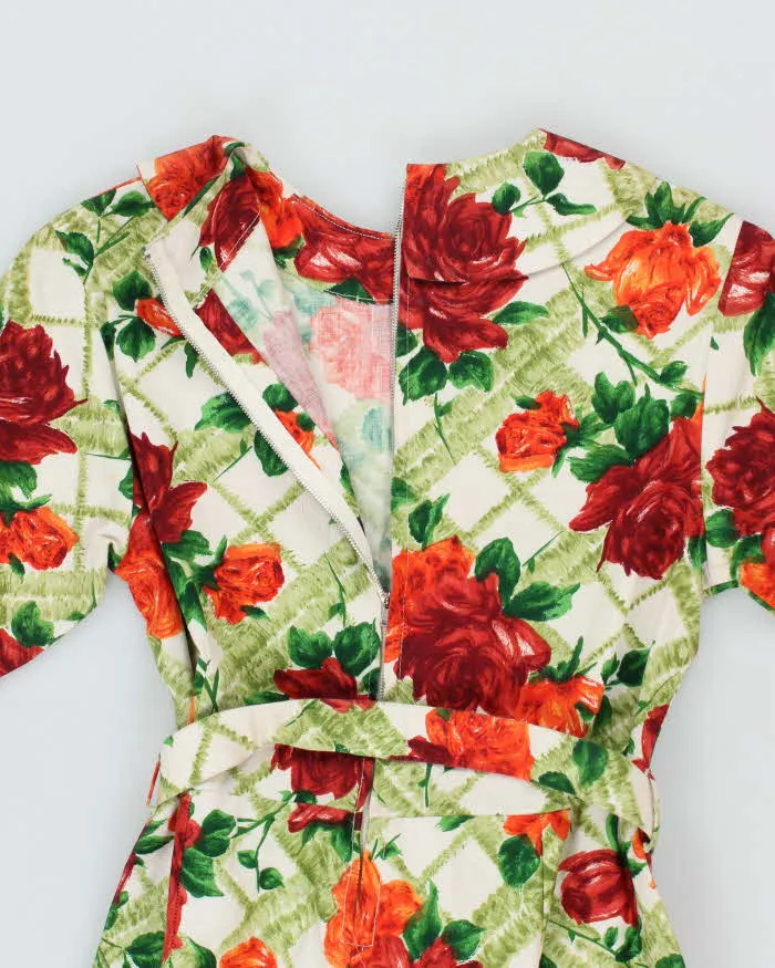 Vintage 60s Orange & Green Floral Dress - S sold by Rokit product image thumbnail 4