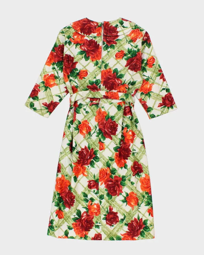 Vintage 60s Orange & Green Floral Dress - S sold by Rokit product image thumbnail 2