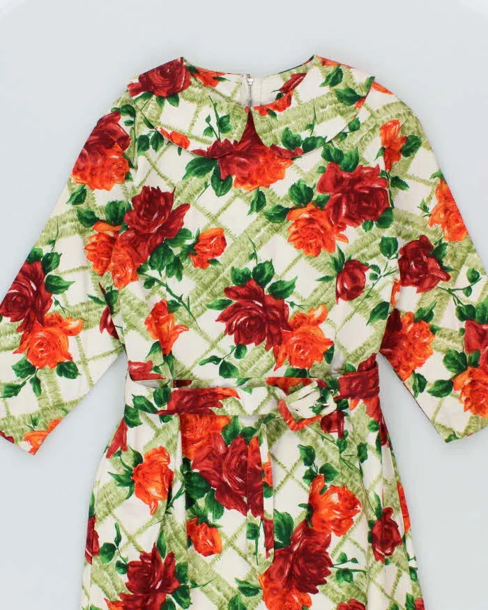 Vintage 60s Orange & Green Floral Dress - S sold by Rokit product image thumbnail 3
