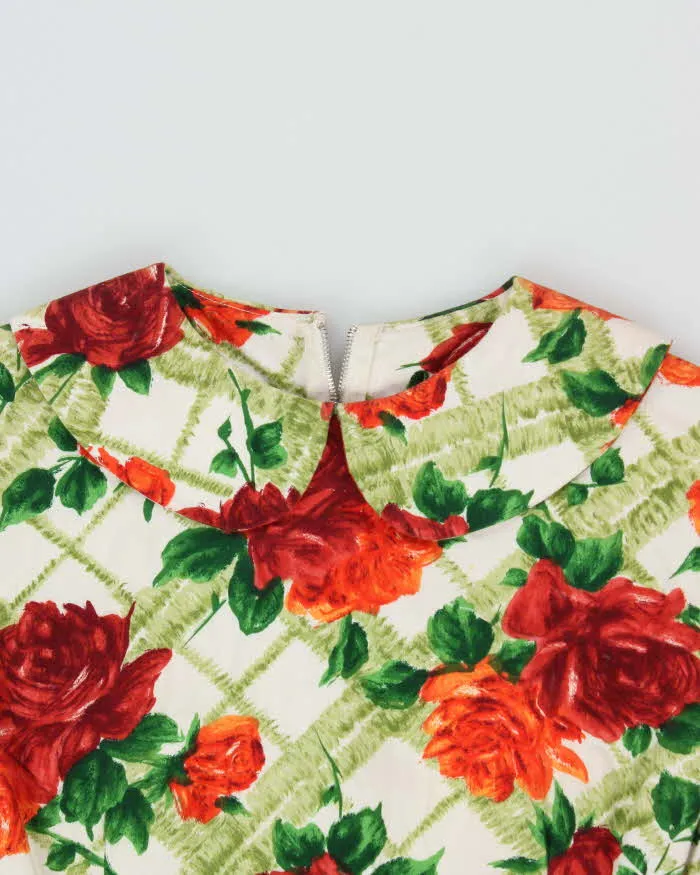 Vintage 60s Orange & Green Floral Dress - S sold by Rokit product image thumbnail 5