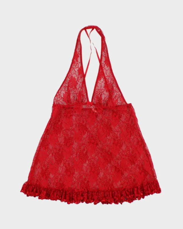 Vintage Y2k 00s Sentiments Lace Halter Neck Top - S sold by Rokit