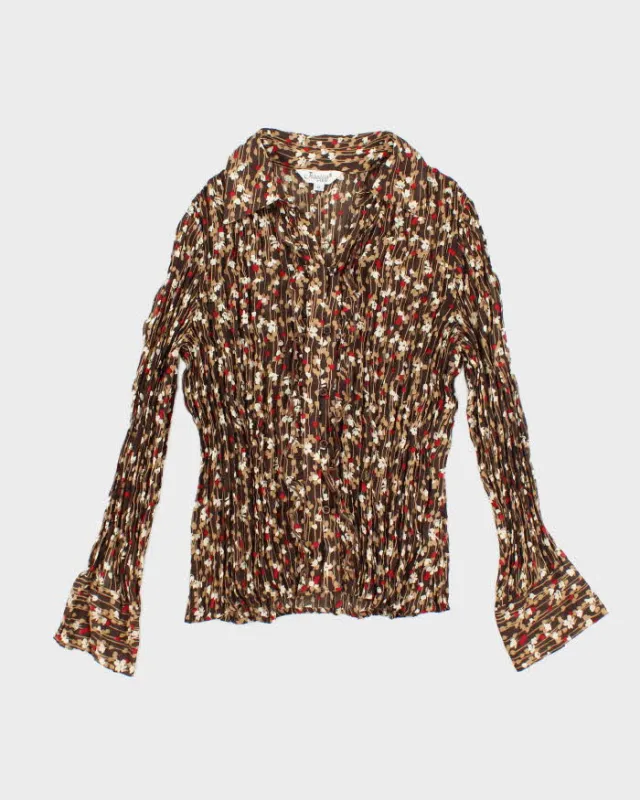 Vintage Y2k 00s Jessica Floral Crinkle Blouse - M sold by Rokit