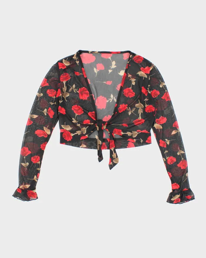 Vintage 90s Mesh Rose Top - S sold by Rokit