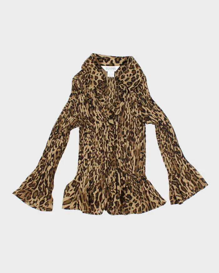 Vintage Y2k 00s Alison Taylor Leopard Print Crinkle Blouse - S sold by Rokit