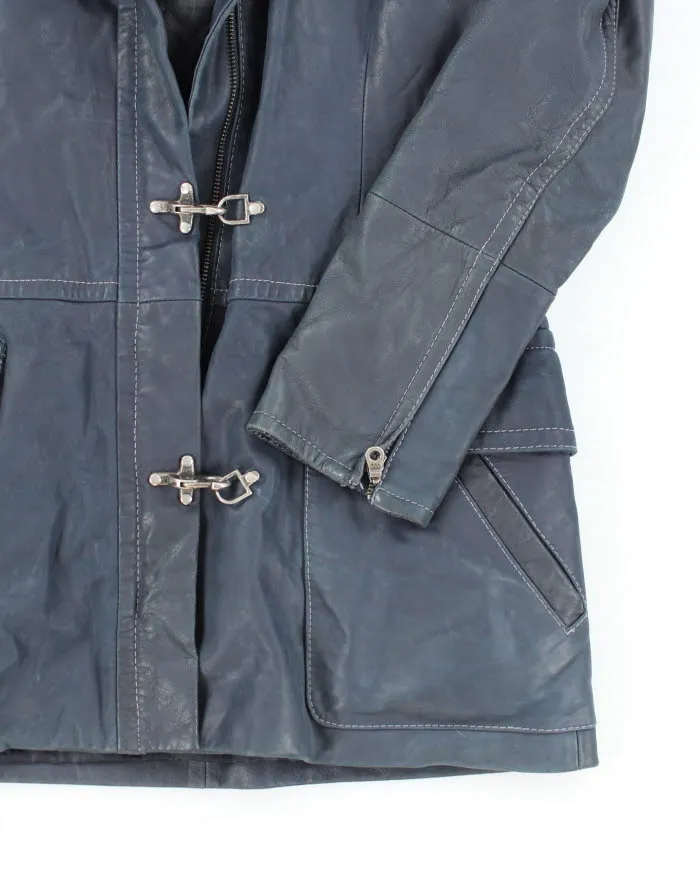 Vintage Danier Blue Clasp Leather Jacket - M sold by Rokit product image thumbnail 4