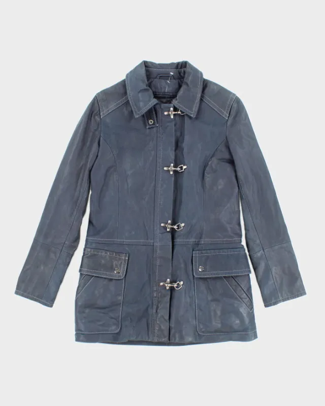 Vintage Danier Blue Clasp Leather Jacket - M sold by Rokit