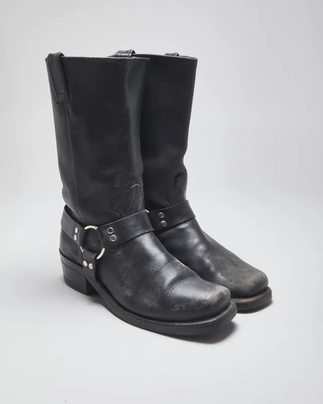 Vintage Boulet Black leather Biker Boots - UK7 sold by Rokit