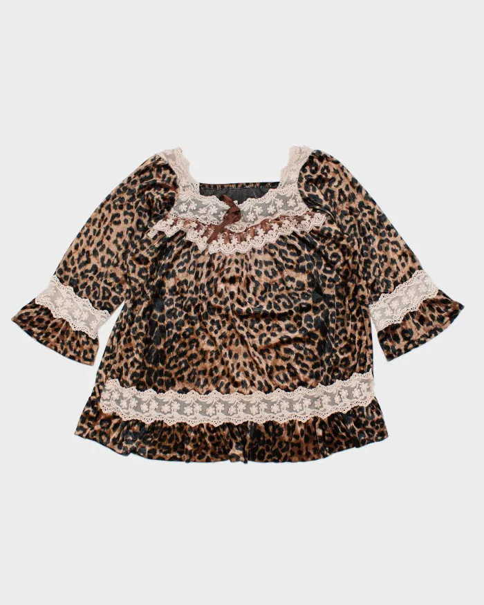 Y2k 00s Leopard Print Velvet Dress - L sold by Rokit