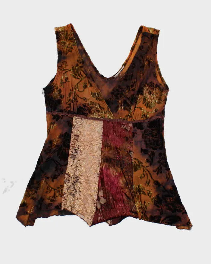 Vintage 90s Brown Pattern Cami Top - S sold by Rokit