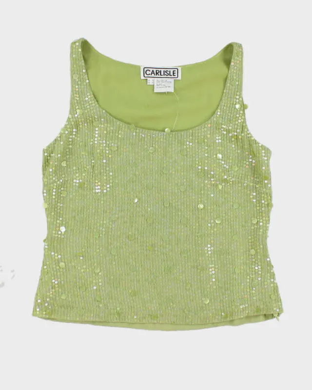 Vintage Carlisle Silk Sequin Cami Top - S sold by Rokit