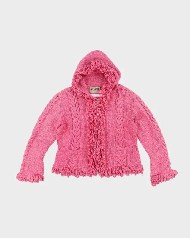 Y2k 00s Pink Tassel Wool Blend Cardigan - M sold by Rokit