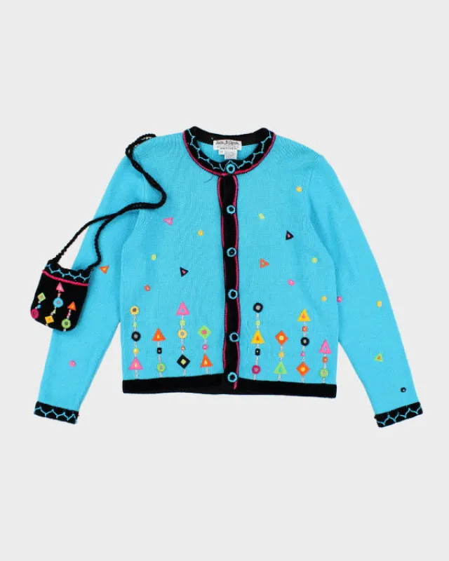 Vintage 90s Unique Jack B. Quick Patterns Cardigan with Bag - S sold by Rokit