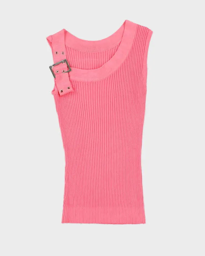 Vintage Y2k 00s Pink Knit Buckle Cami - S sold by Rokit