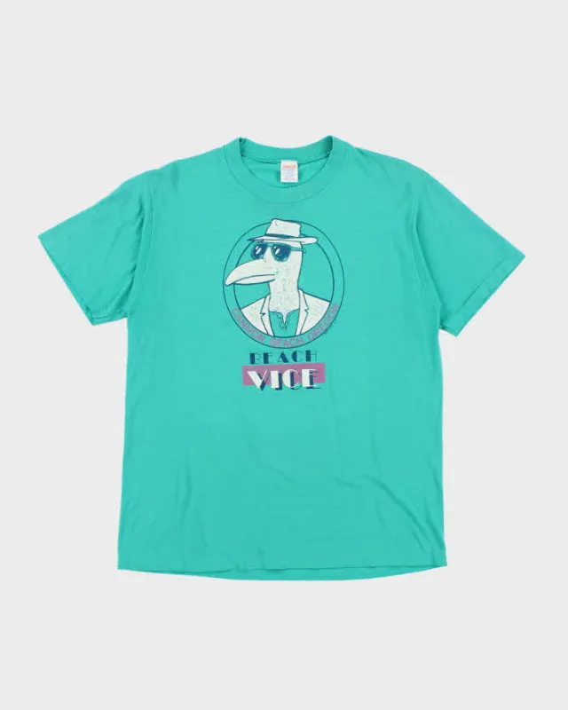 Vintage 80's Miami Beach Vice Graphic Single Stitch T-Shirt - L sold by Rokit