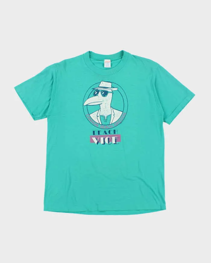 Vintage 80's Miami Beach Vice Graphic Single Stitch T-Shirt - L sold by Rokit
