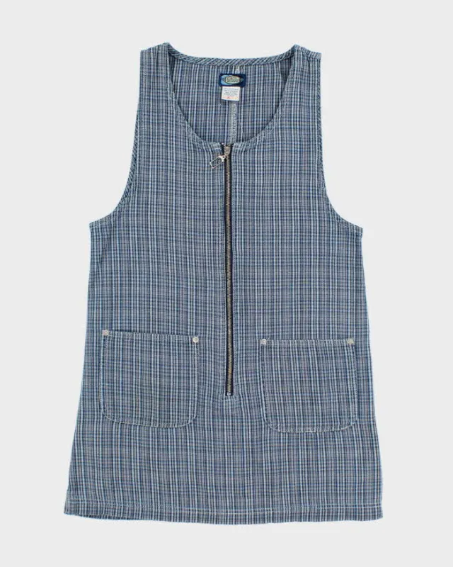 Vintage 90s Dixie Blues Zip-Up Checked Denim Dress - M sold by Rokit