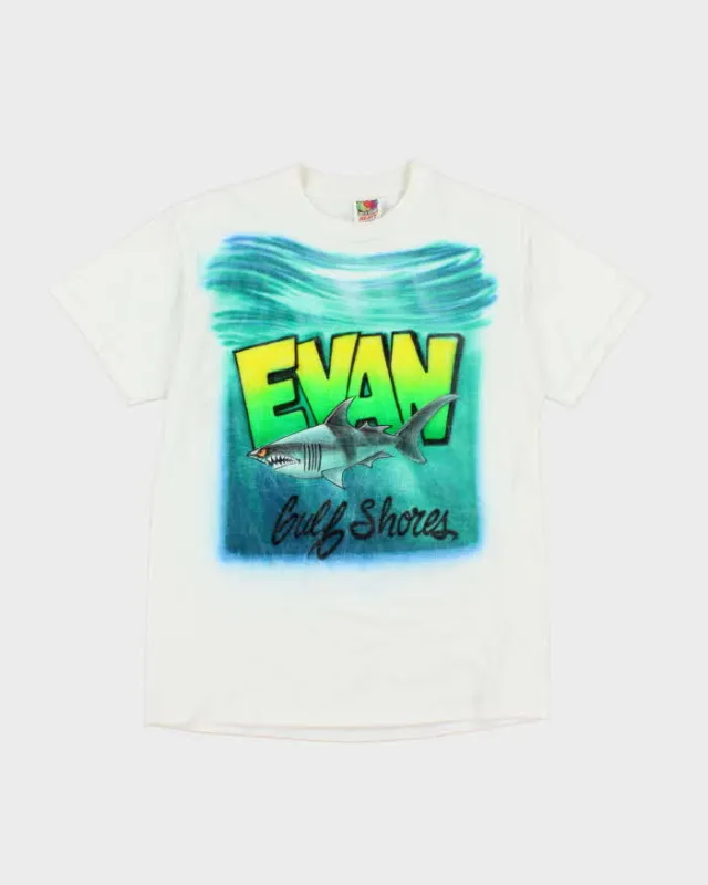 Vintage 90's Evan Airbrush Shark Graphic T-Shirt - M sold by Rokit