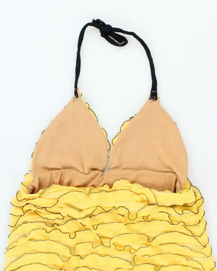 Vintage Y2k 00s Yellow Riffle Halter Dress - S sold by Rokit product image thumbnail 4