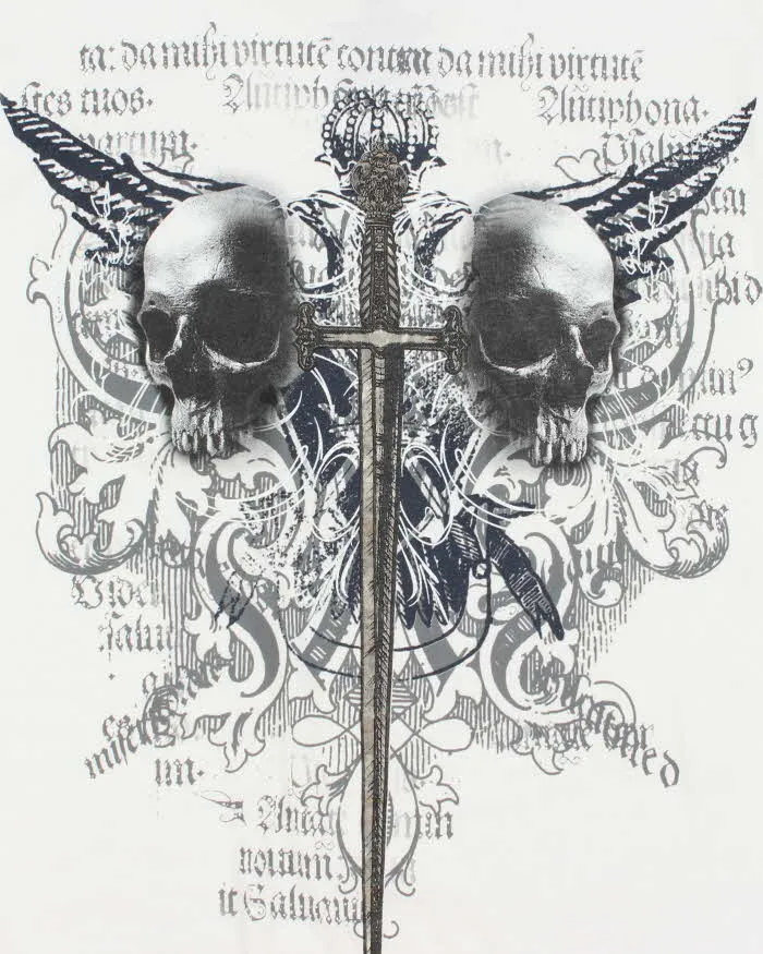 Vintage Y2K Skulls and Sword Gothic Graphic T-Shirt - L sold by Rokit product image thumbnail 3