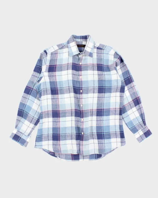 Vintage Etro Linen Checked Long Sleeve Shirt - L sold by Rokit