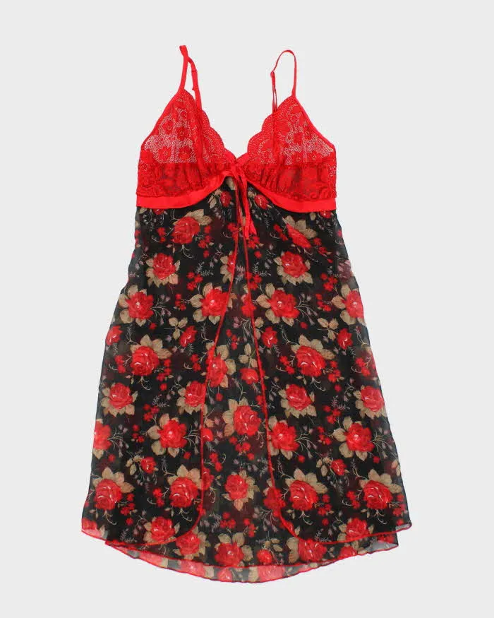 Vintage 90s Floral Mesh Lace Slip Dress - S sold by Rokit
