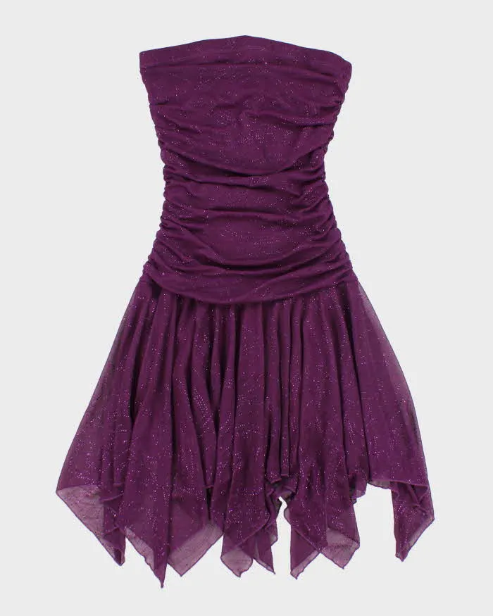 Vintage Y2k 00s Jessica Glitter Ruched Handkerchief Hem Dress - XS sold by Rokit