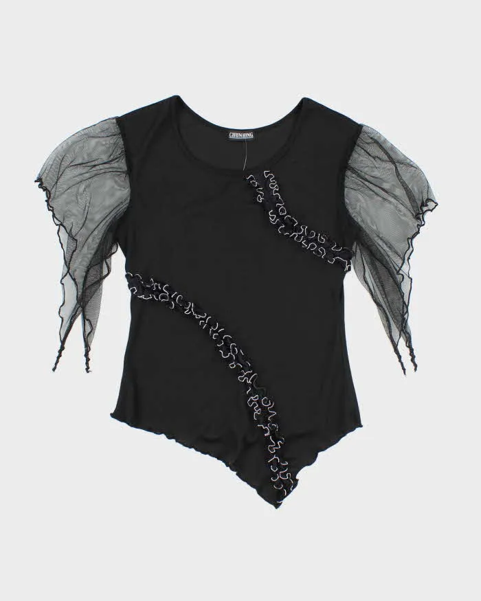 Vintage Y2k 00s Chunhing Ruffle Asymmetric Hem Top - S sold by Rokit