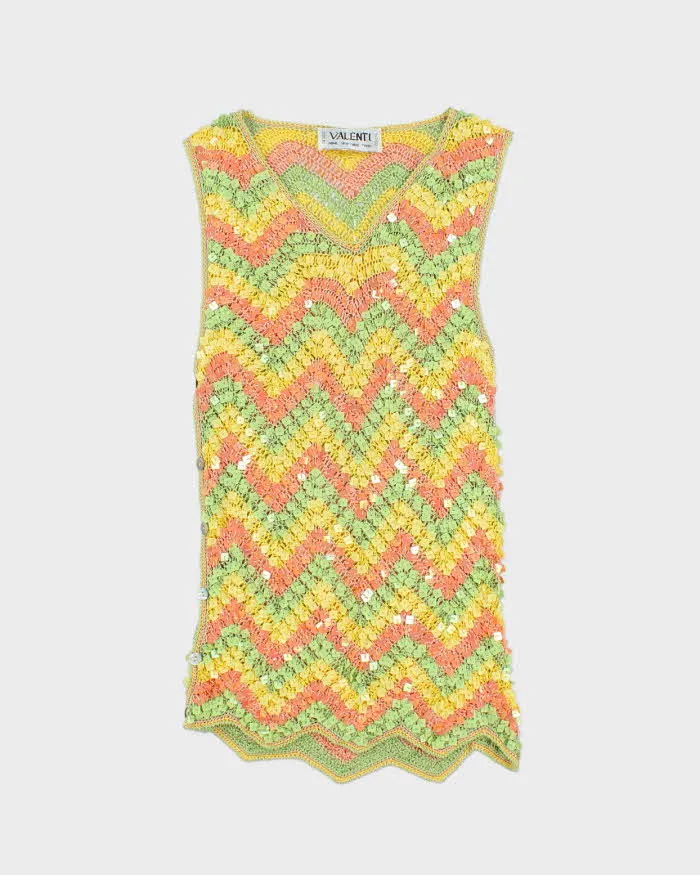 Vintage Y2k 00s Valenti Sequin Crochet Cami - S sold by Rokit