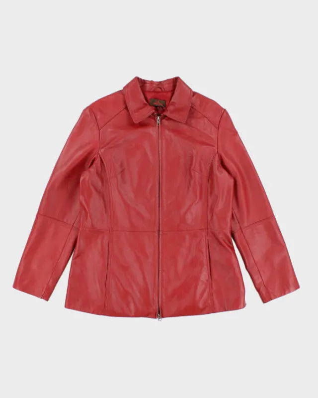 Vintage Danier Red Zip-Up Leather Jacket - L sold by Rokit