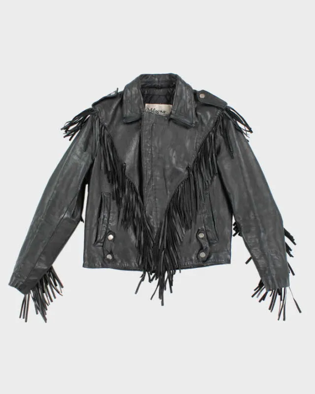 Vintage 80s Wilsons Fringe Leather Jacket - L sold by Rokit