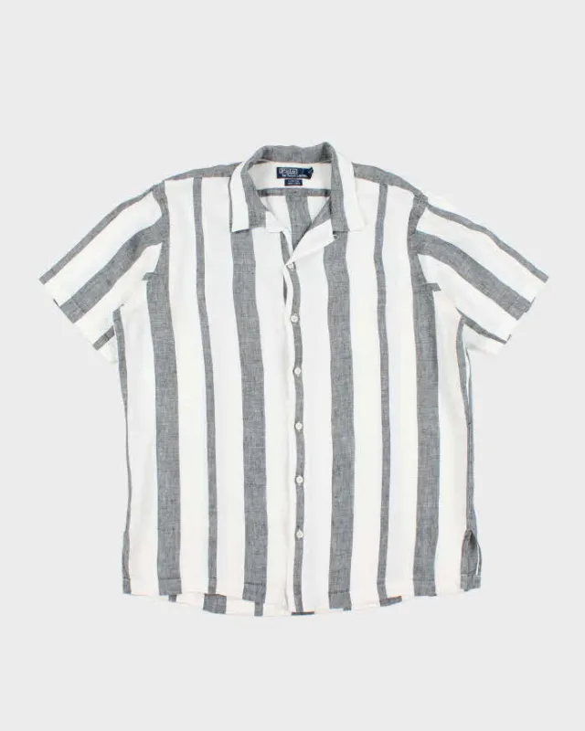 Vintage Ralph Lauren Striped Button Up Short Sleeve Shirt - L sold by Rokit