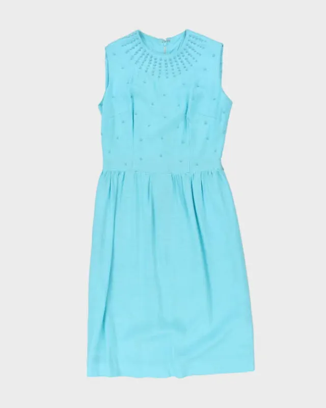 Vintage 60s Blue Beaded Dress - S sold by Rokit