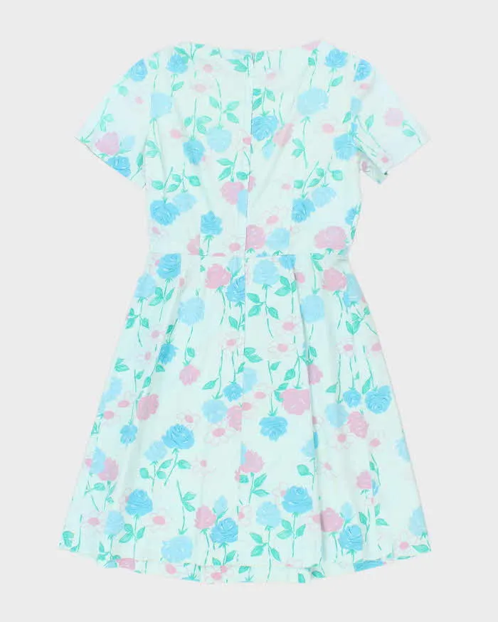 Vintage 50s Blue Floral A-Line Dress - M sold by Rokit product image thumbnail 2