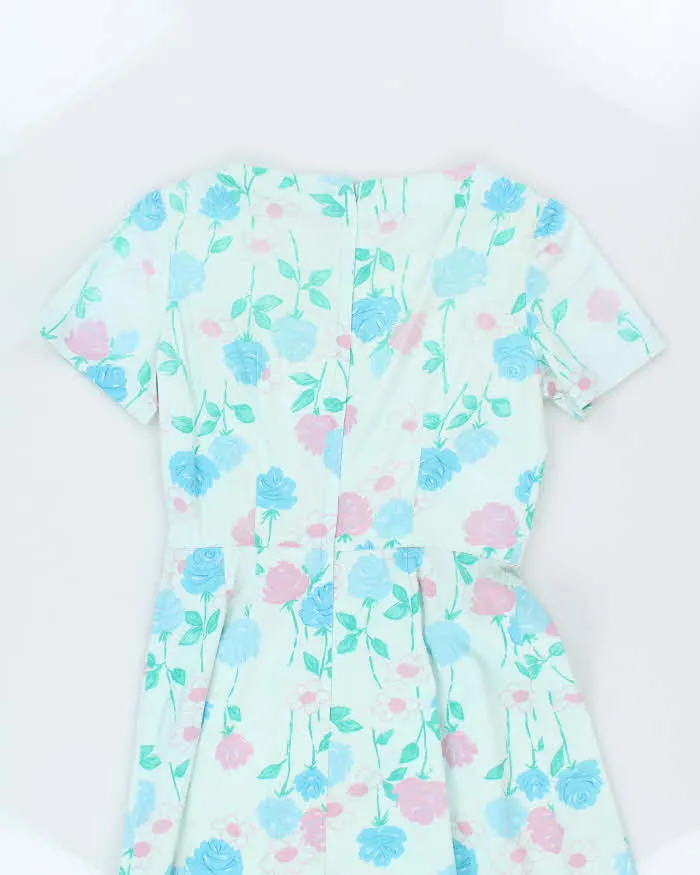 Vintage 50s Blue Floral A-Line Dress - M sold by Rokit product image thumbnail 4