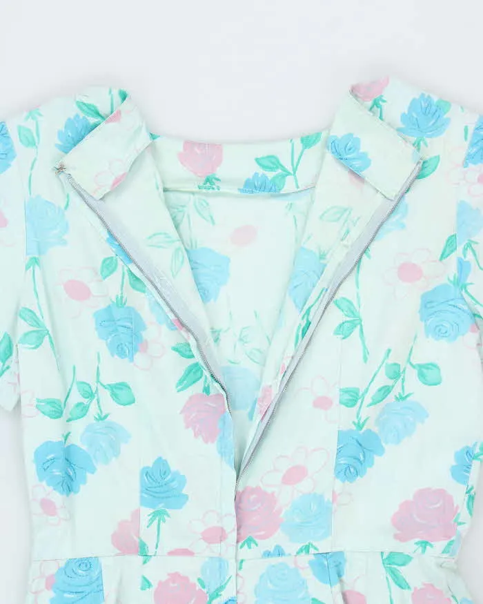 Vintage 50s Blue Floral A-Line Dress - M sold by Rokit product image thumbnail 5