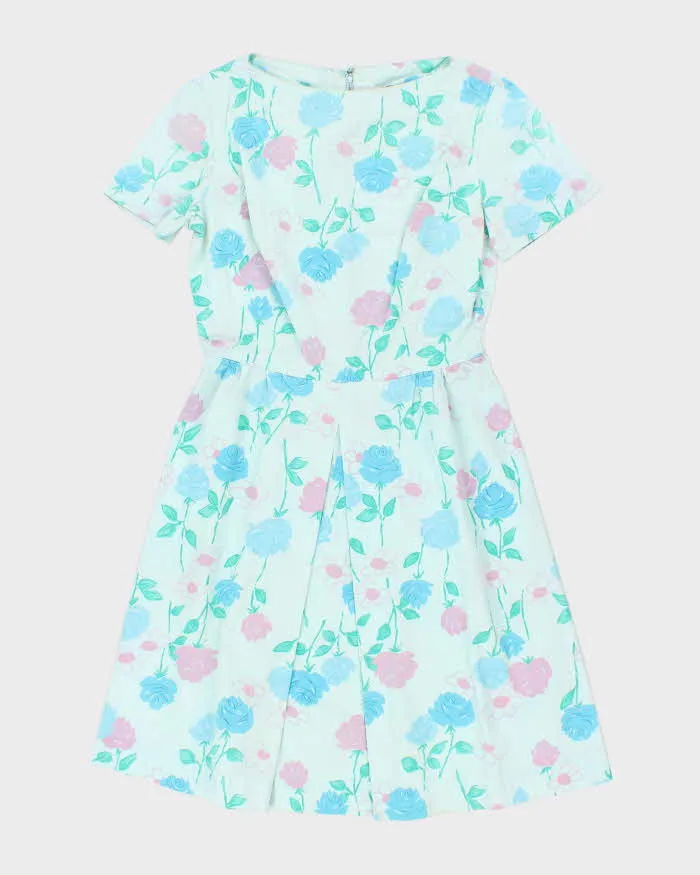 Vintage 50s Blue Floral A-Line Dress - M sold by Rokit