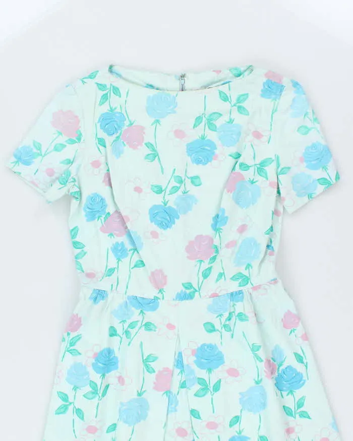 Vintage 50s Blue Floral A-Line Dress - M sold by Rokit product image thumbnail 3