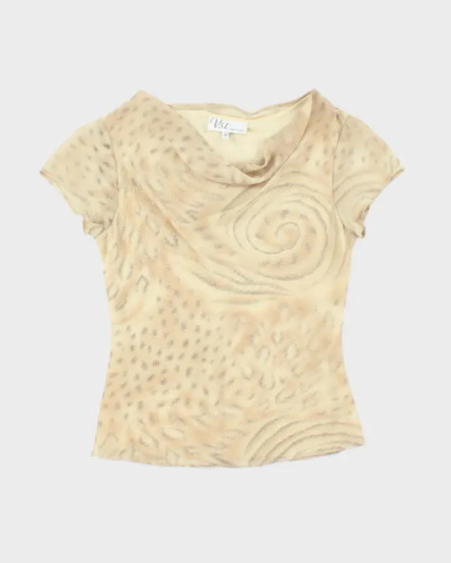 Vintage 90s VSL Animal Print Cowl Neck Mesh Top - M sold by Rokit