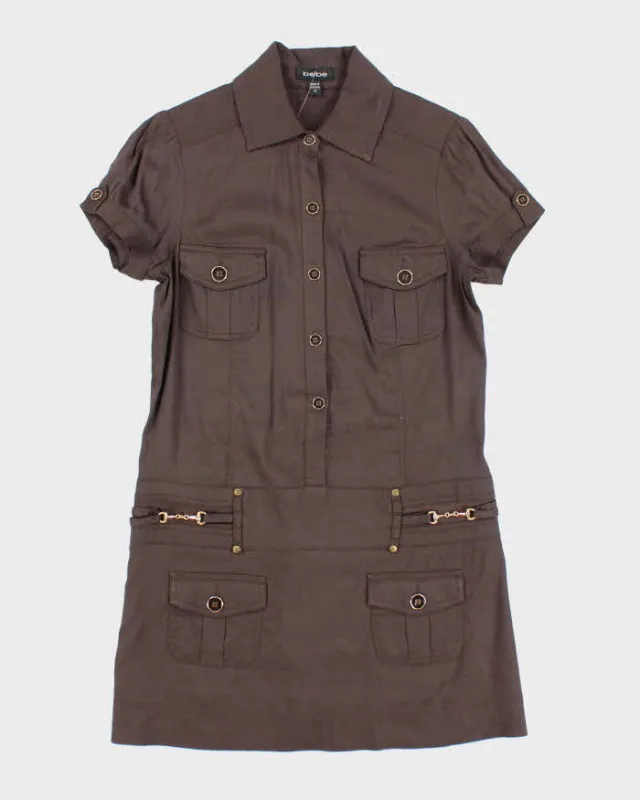 Vintage Y2k 00s Bebe Brown Button-Up Dress - M sold by Rokit